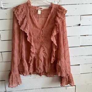 H&M Mauve Ruffle Detail Blouse